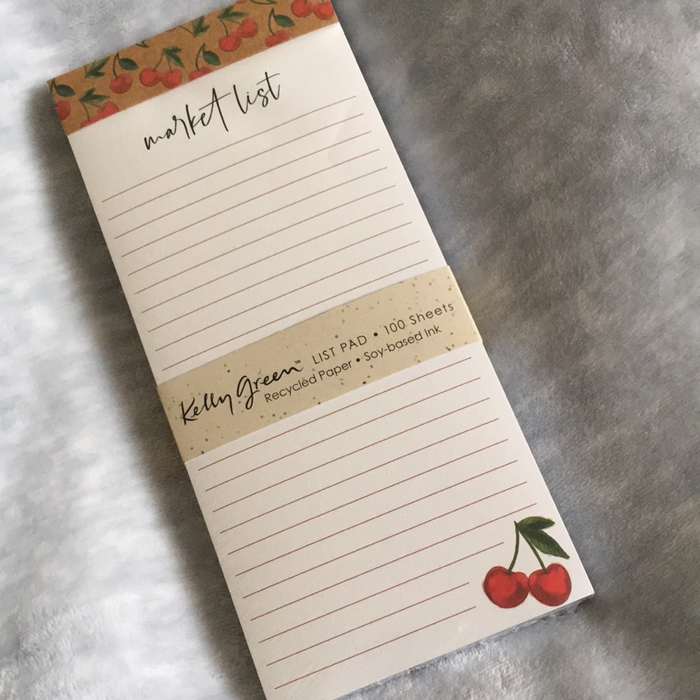 Cherry Market List Pad Kelly Green 100 pg Soy Ink Punch Studio NWT